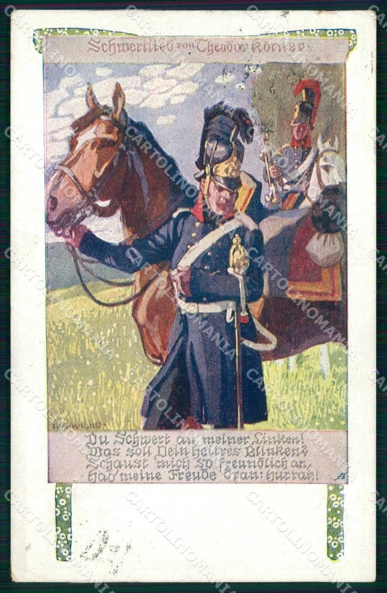 Artist Signed K. A. Wilke Soldat Pferd Horse Rotes Kreuz 204 cartolina KF6516 – fronte