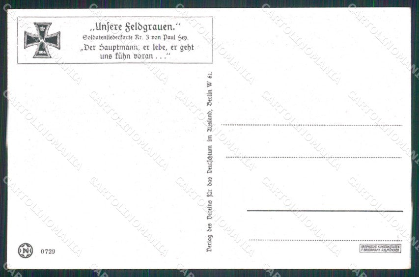 Artist Signed P. Hey WW1 Soldat Horse Pferd Soldatenliederkarte 3 ak KF6525 – retro