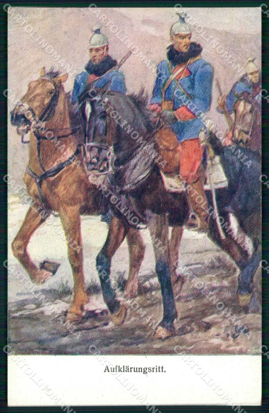 WW1 Military Artist Signed Soldat Pferd Horse Rotes Kreuz 193 cartolina KF6534 – fronte