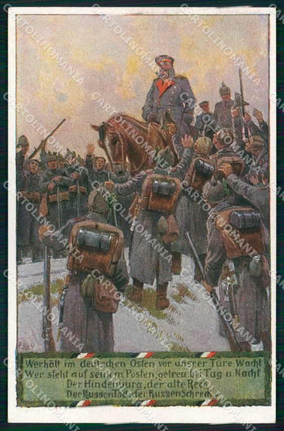 Artist Signed P. Hey WW1 Soldat Horse Pferd Soldatenliederkarte 11 ak KF6559 – fronte