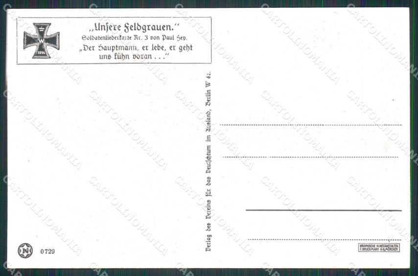 Artist Signed P. Hey WW1 Soldat Horse Pferd Soldatenliederkarte 3 ak KF6562 – retro