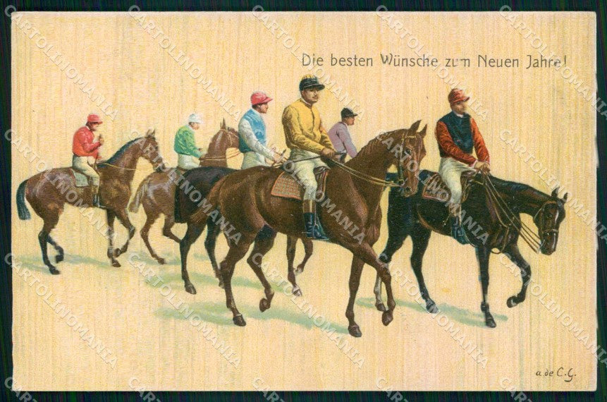 Artist Signed A. de C. G. Sport Ippica Cavallo cartolina KF6567 – fronte