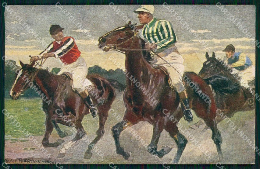 Artist Signed Hoffmann Sport Ippica Cavallo serie 526 cartolina KF6570 – fronte
