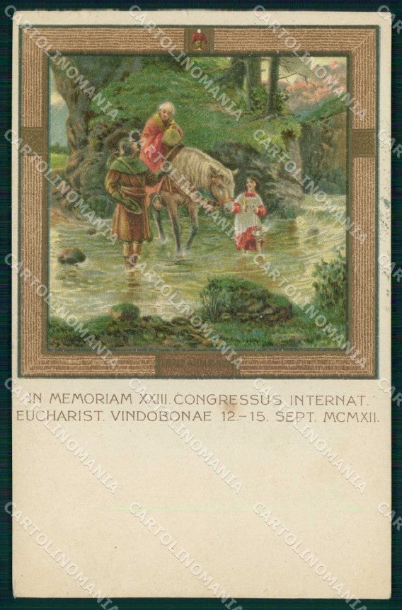 Wien Vindobona Congressus Eucharist Horse Pferd Cavallo TEARED cartolina KF6586 – fronte