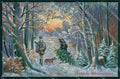 Artist Signed Caccia Hunting Winter Landscape cartolina KF6588 – fronte