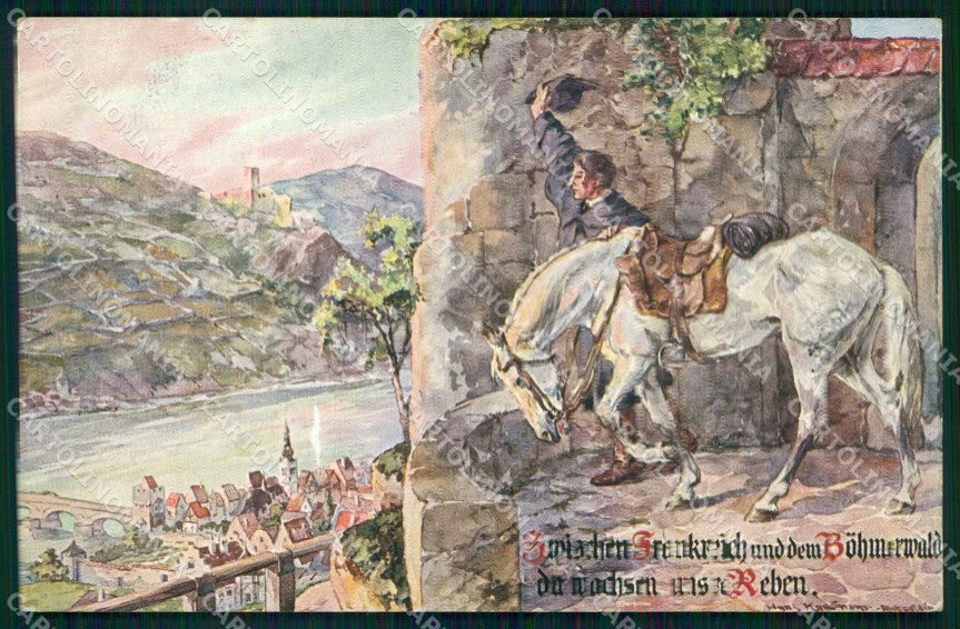Artist Signed Hans Kauffman Horse Pferd Cavallo cartolina KF6639 – fronte