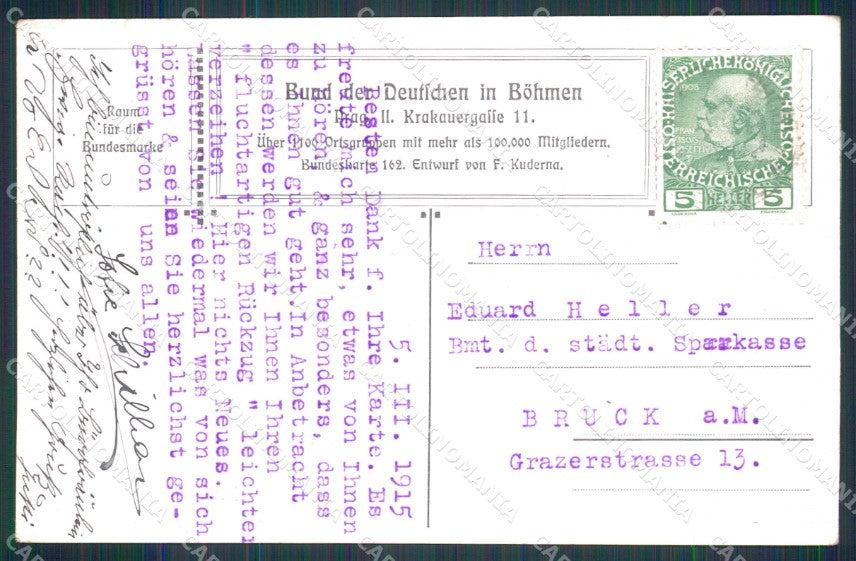 Artist Signed Kuderna Pferd Horse Bund der Deutschen Bohmen 162 cartolina KF6645 – retro