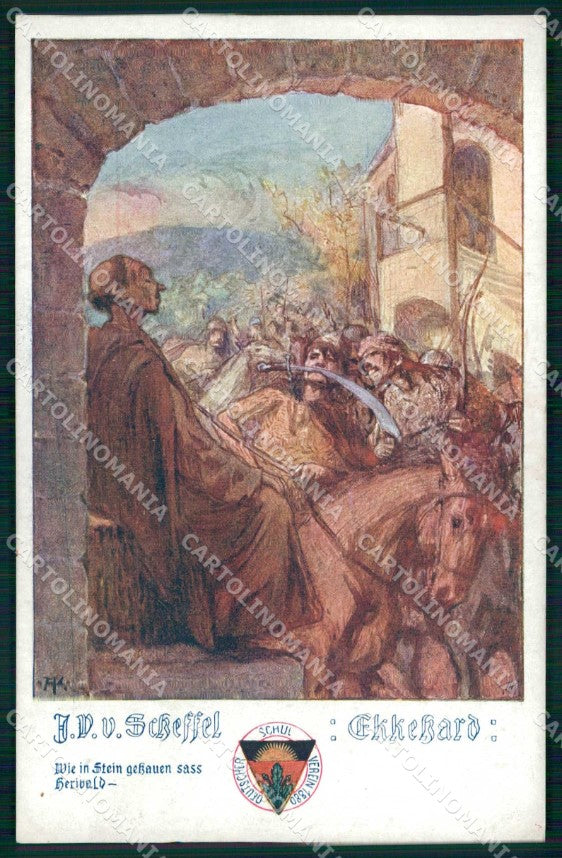 Artist Signed K Horse Pferd Cavallo Deutscher Schulverein 492 cartolina KF6646 – fronte