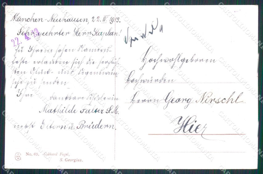 Artist Signed G. Fugel St. Georg S. Giorgio Horse Pferd Cavallo cartolina KF6649 – retro