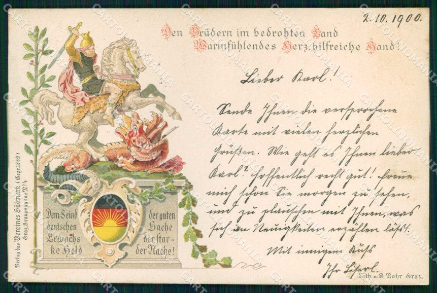 Artist Signed St. Georg ? S. Giorgio ? Horse Pferd Cavallo 1900 cartolina KF6650 – fronte