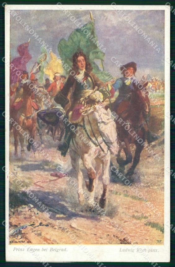 Artist Signed L Koch Prinz Eugen bei Belgrad Savoia Horse Pferd cartolina KF6658 – fronte