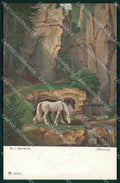 Artist Signed M.v. Schwind Horse Pferd Cavallo ABRADED cartolina KF6682 – fronte