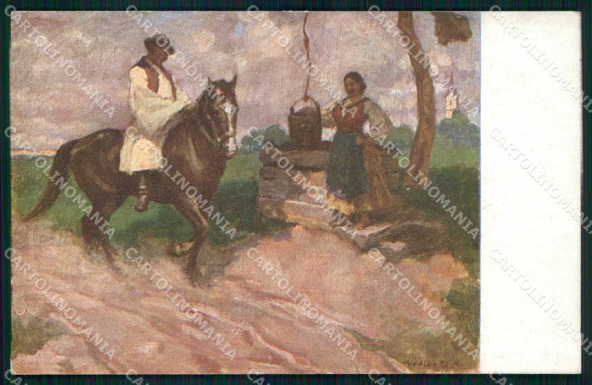 Artist Signed Mihalovits Horse Pferd Cavallo cartolina KF6698 – fronte