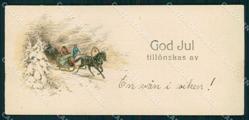 Artist Signed Horse Pferd Cavallo Winter Landscape CREASED mini cartolina KF6705 – fronte