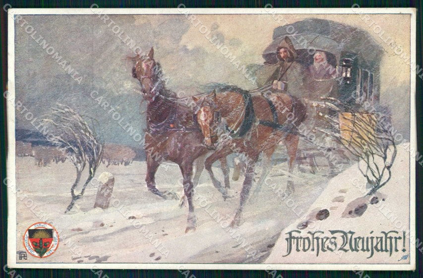 Artist Signed A R Horse Pferd Cavallo Deutscher Schulverein 545 cartolina KF6707 – fronte