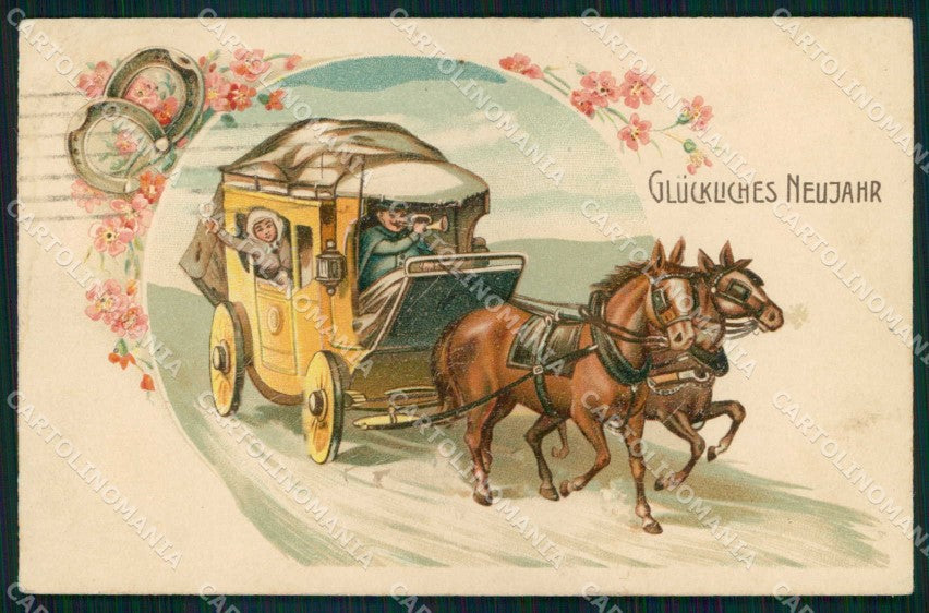 Augurali Buon Anno Horse Pferd Cavallo WRINKLES serie 962 cartolina KF6716 – fronte