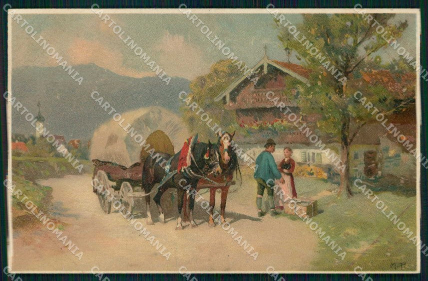 Artist Signed M. P Horse Pferd Cavallo Meissner Buch serie 1450 cartolina KF6718 – fronte