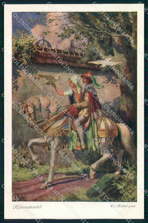 Artist Signed Kubel Fairy Tales Cinderella Aschenbrodel Horse cartolina KF6745 – fronte