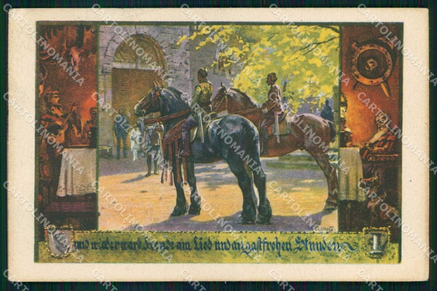 Artist Signed Jung Cavallo Cheval Horse Pferd 502 cartolina KF6746 – fronte