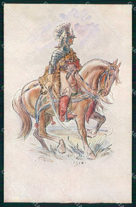 Artist Signed M. Ales Cheval Horse Pferd 121-6 cartolina KF6747 – fronte