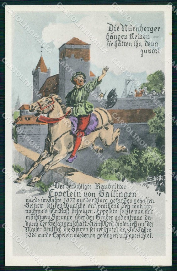 Artist Signed P. Hey Morgenfahrt Cavallo Horse CREASED TEARED cartolina KF6749 – fronte