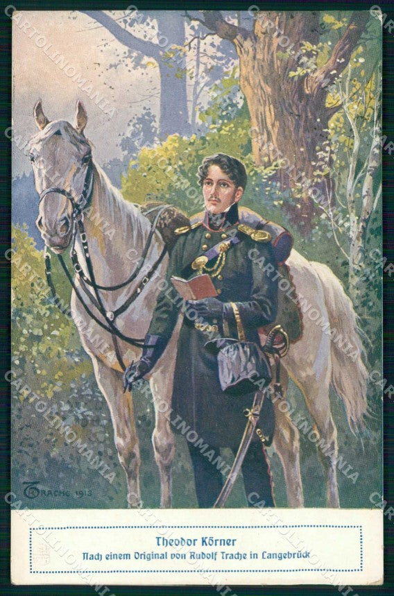 Artist Signed Trache T. Korner Soldat Horse Pferd cartolina KF6763 – fronte