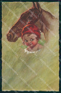 Artist Signed Castelli Boy Cheval Horse Pferd Degami 683 cartolina KF6768 – fronte