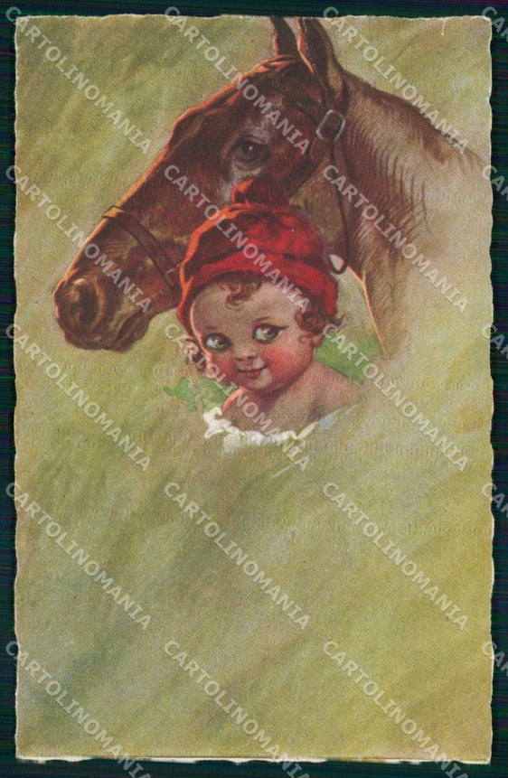 Artist Signed Castelli Boy Cheval Horse Pferd Degami 683 cartolina KF6768 – fronte
