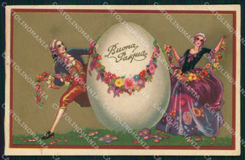 Artist Signed Busi Romantic Couple Pasqua Easter Art Deco Degami 3527 pc KF6820 – fronte
