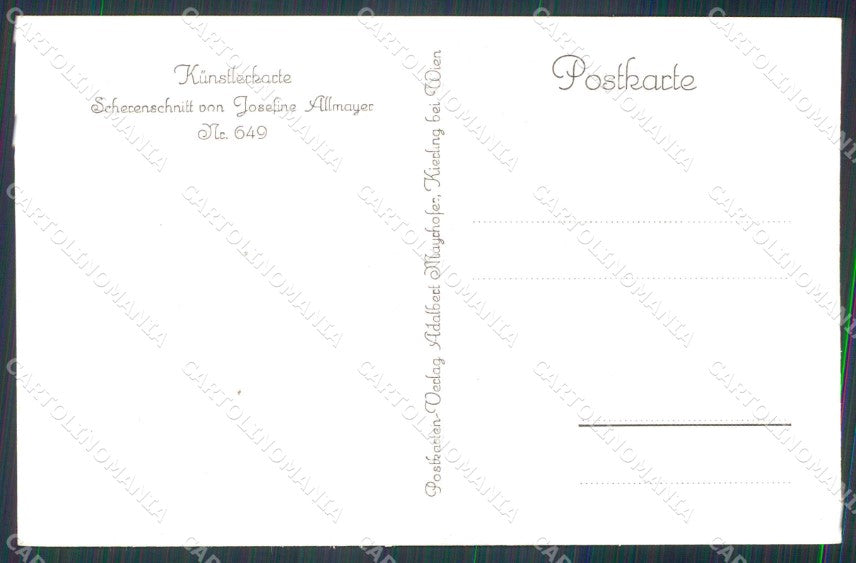 Artist Signed Josefine Allmayer Dressed Rabbit Silhouette 649 pc KF6835 – retro