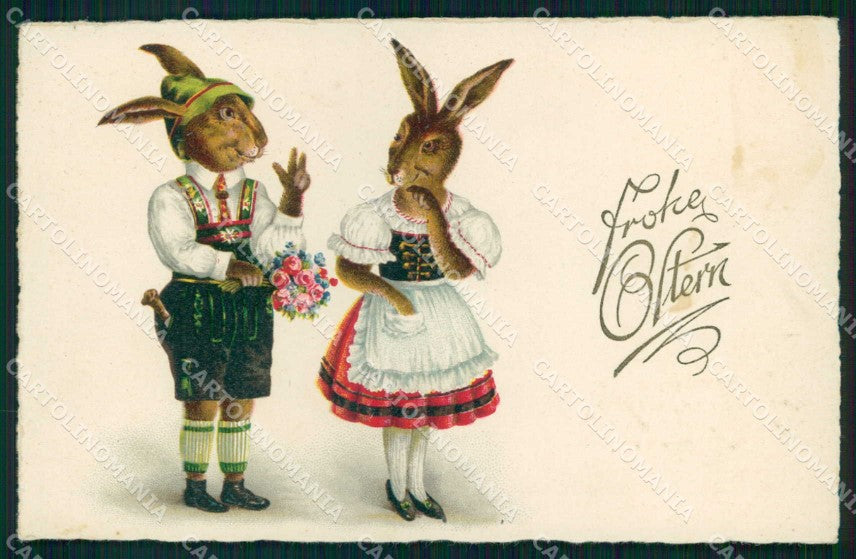 Augurale Dressed Rabbit Easter Pasqua Cellaro 720 cartolina KF6841 – fronte