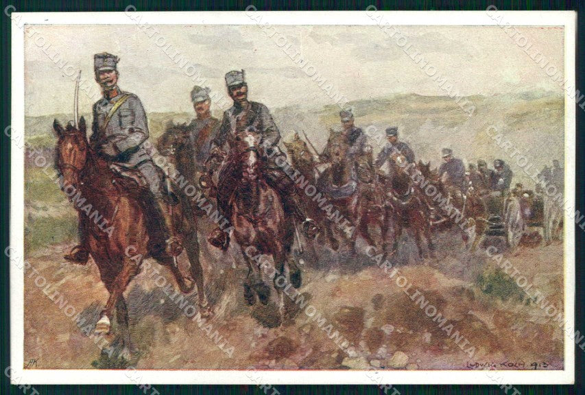 Artist Signed Ludwig Koch Military Soldiers Horse B K W I serie 685-9 pc KF6857 – fronte