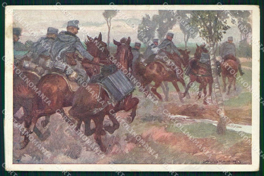 Artist Signed Ludwig Koch Military Soldiers Horse B K W I 685-4 TEARED pc KF6862 – fronte