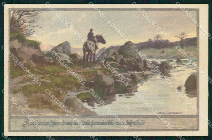 Artist Signed Jung Horse Military Soldier CREASED cartolina KF6890 – fronte