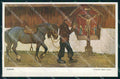 Artist Signed Oswald Roux Andacht Horse Man B K W I 1919 cartolina KF6893 – fronte