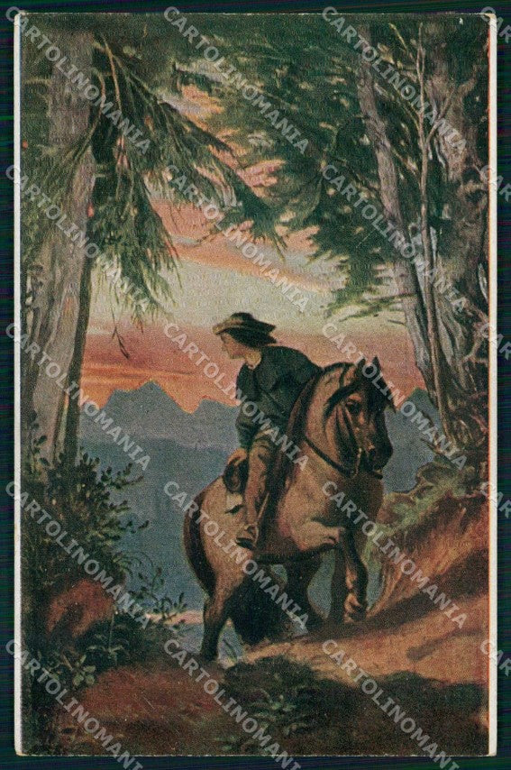 Artist Signed M. von Schwind Horseman Ackermann serie 268 cartolina KF6899 – fronte