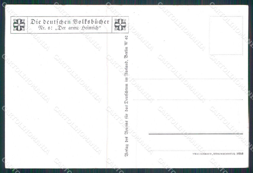 Artist Signed Fritz Janowski Der Arme Heinrich Horse cartolina KF6904 – retro