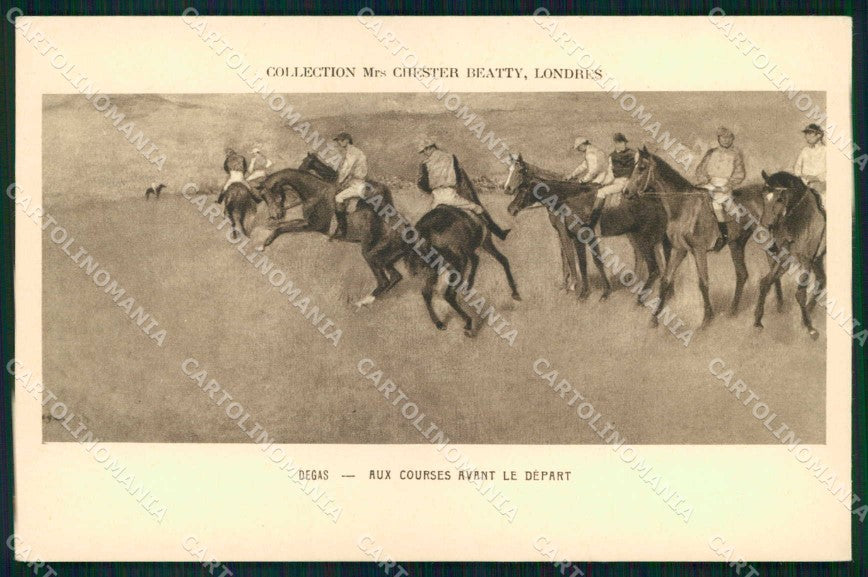 Artist Signed Degas Aux Courses avant le Depart Horse cartolina KF6907 – fronte