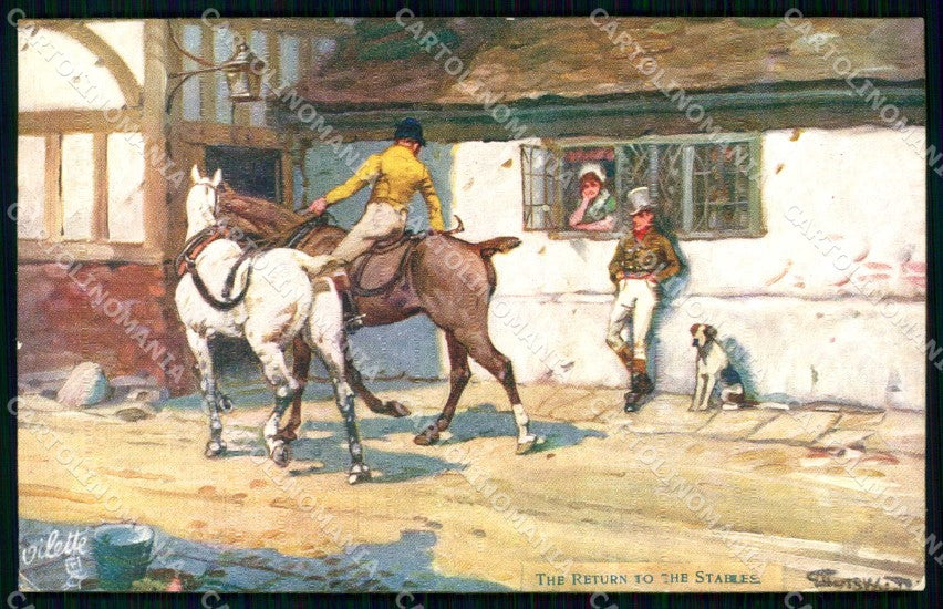 Artist Signed G. Wright Racing Horse Oilette 2760 cartolina KF6921 – fronte
