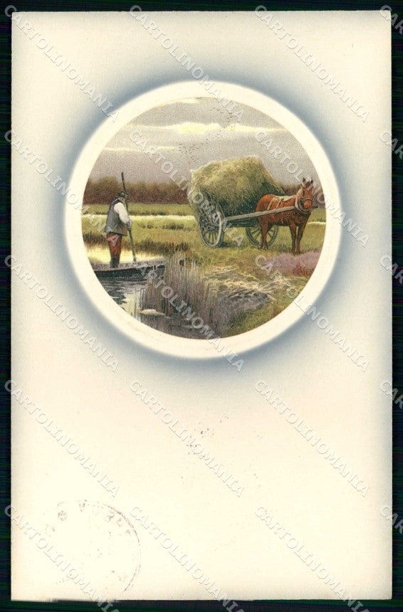 Artist Signed Man Horse Meissner & Buch serie 1527 cartolina KF6956 – fronte