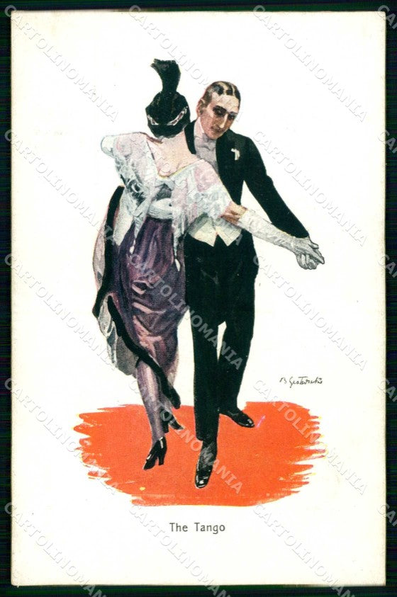 Artist Signed The Tango Dance Couple WSSB serie 1100 cartolina KF6964 – fronte