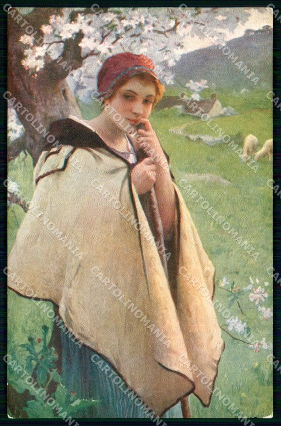 Artist Signed C. A. Lenoir Lady Salon Paris 132 Noyer serie 26 cartolina KF6993 – fronte