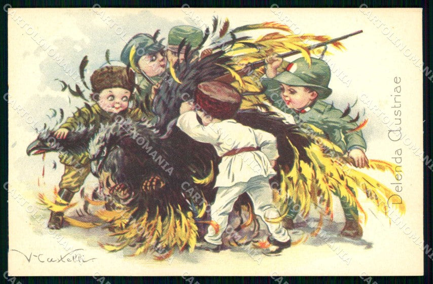 Artist Signed Castelli Propaganda WW1 Anti German Alpini serie 347-5 cp KF7003 – fronte