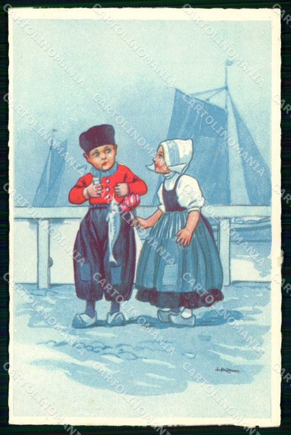Artist Signed Metlicovitz Dutch Children Degami serie 568 cartolina KF7047 – fronte