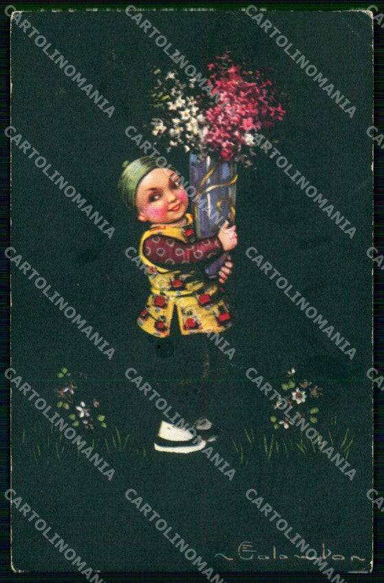 Artist Signed Colombo Boy China serie 1721-4 cartolina KF7072 – fronte