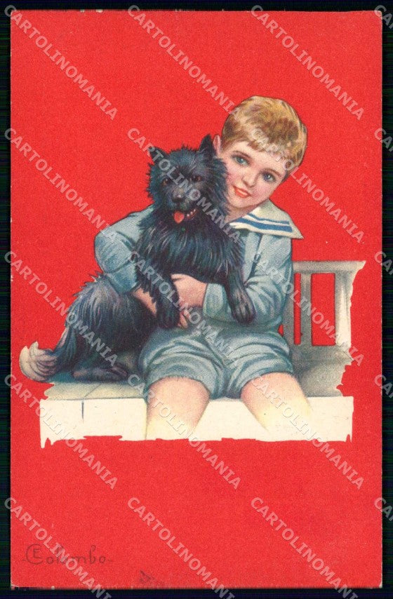 Artist Signed Colombo Boy and Dog serie 454-1 cartolina KF7082 – fronte