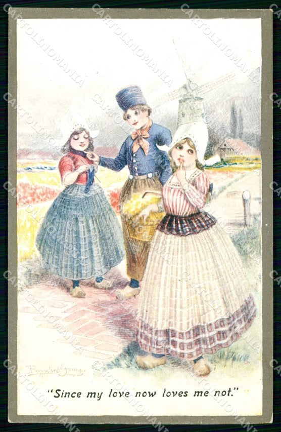 Artist Signed Hayward Young Dutch Children Celesque series cartolina KF7104 – fronte