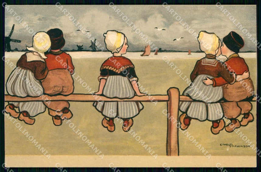 Artist Signed Ethel Parkinson Dutch Children Dondorf serie 210 cartolina KF7133 – fronte