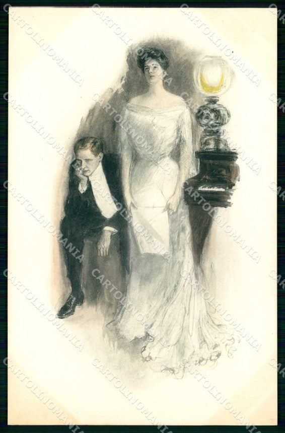 Artist Signed Clarence F. Underwood Fashion Lady Piano M M Vienne 303 cp KF7136 – fronte