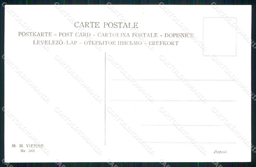 Artist Signed Clarence F. Underwood Lady Cat M M Vienne 303 cartolina KF7139 – retro